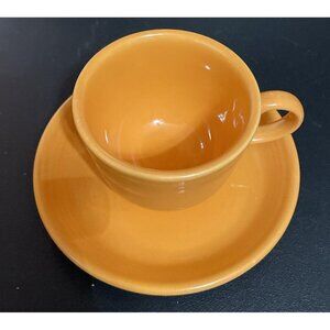 Fiestaware Tangerine Orange Teacup Saucer Fiesta HLC USA Cup Plate Mug 2013 BBBC